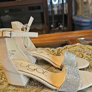 Sugar Women's Cream and Silver Heels